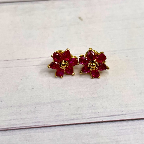 Red flower stud stone earrings | Kate Spade